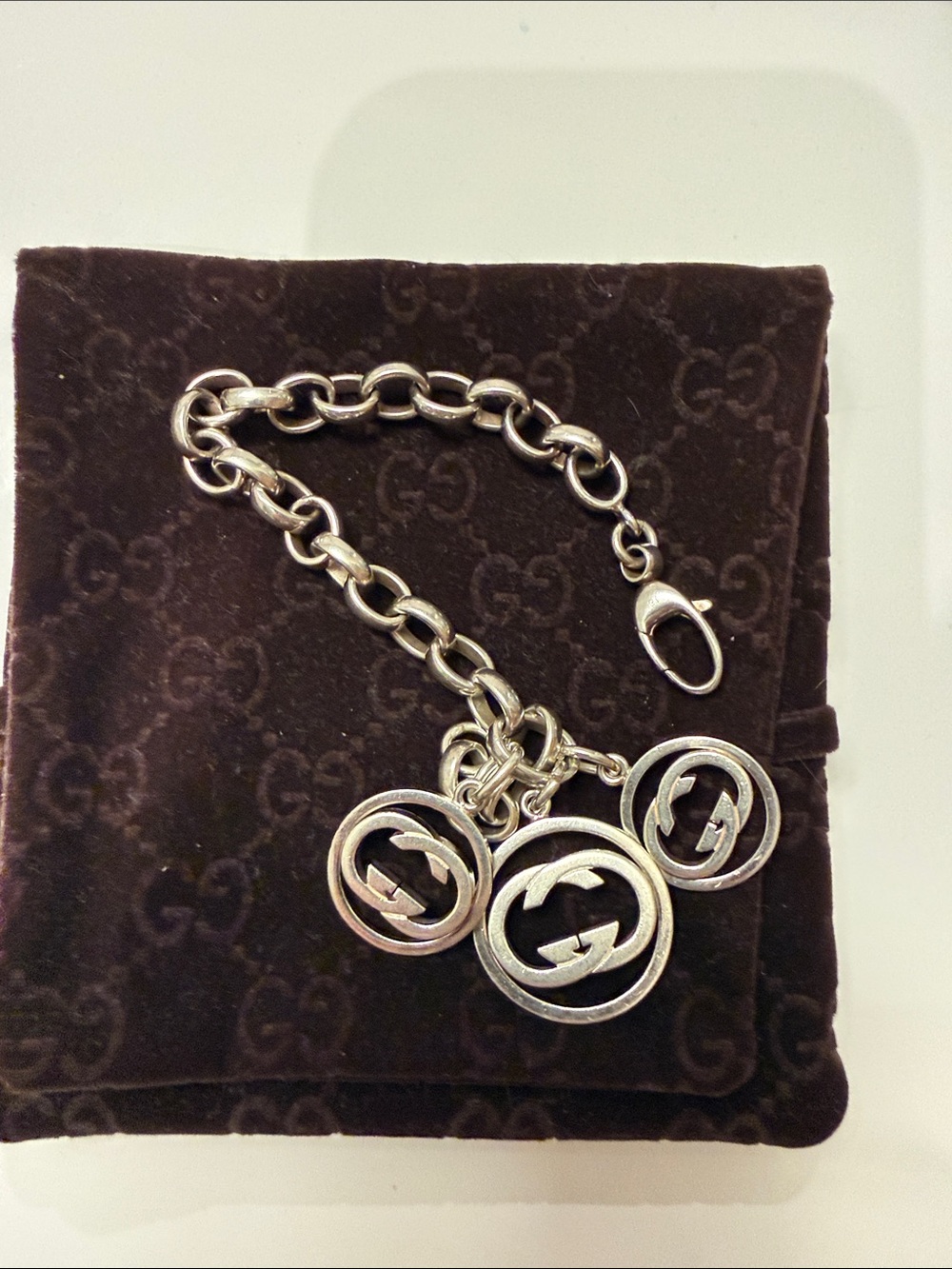 Gucci Silver Double-G Charm Chain Bracelet